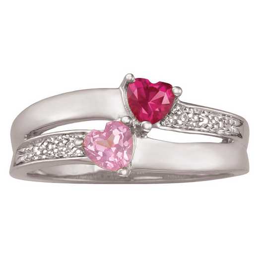 Women's Double Heart Promise Ring with Birthstones: Enamored Quick Ship
